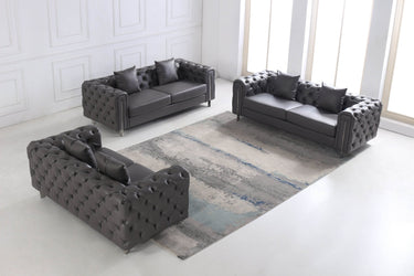 Luxury Dark Grey Chesterfield Sofa Set with Gold Legs - Modern Elegance for Sophisticated Living - UK Luxury Furniture